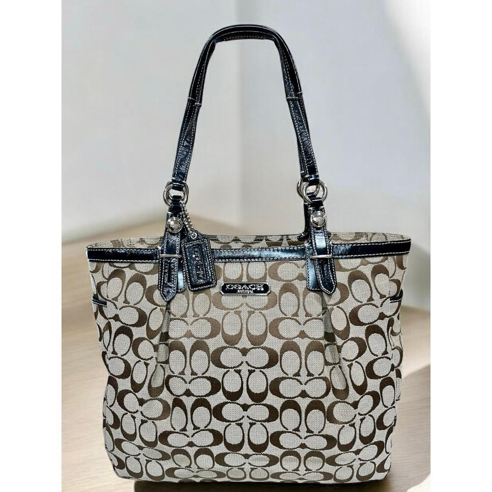 Y2K Coach F16566 Signature Jacquard North South Tote Bag & Wallet - Picture 2 of 15